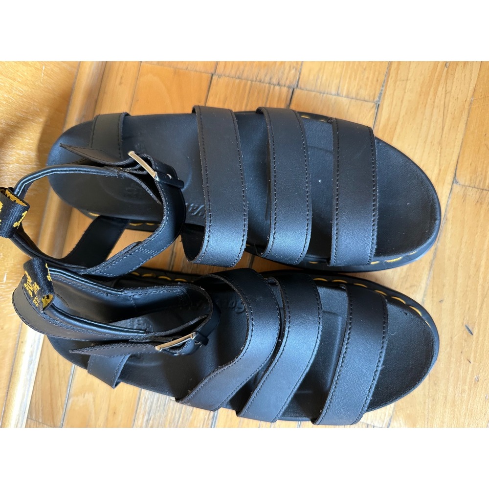 Dr. Martens Blaire Black Platform Gladiator Sandals 3-Strap Buckle Zebrilus Sole - Picture 8 of 9